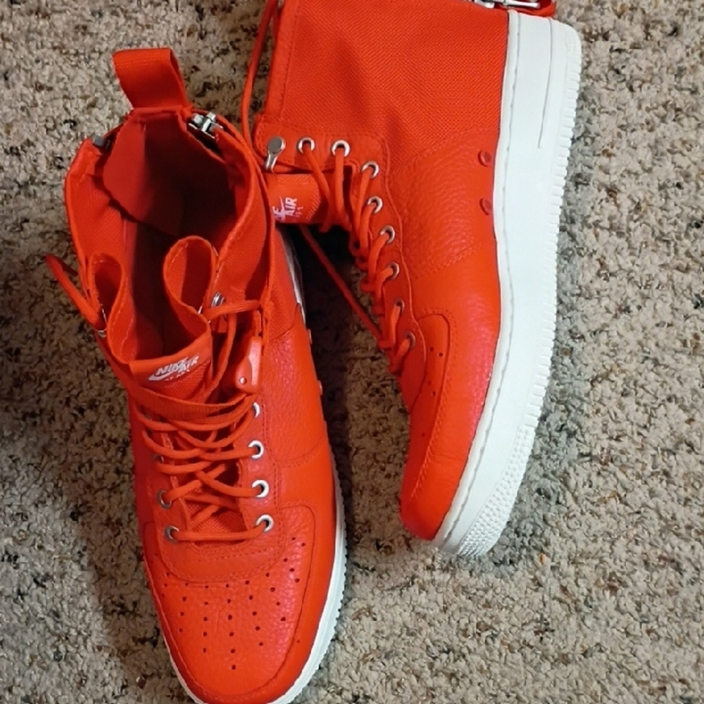 Nike Orange High-Top Sneakers with White Soles
